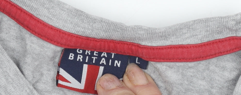 Great Britain Men's Grey Jersey T-Shirt Large Crew Neck