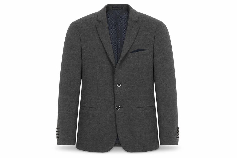 Front view of Harry Brown Grey Men's Blazer, size 38R, Casual, Two-Button