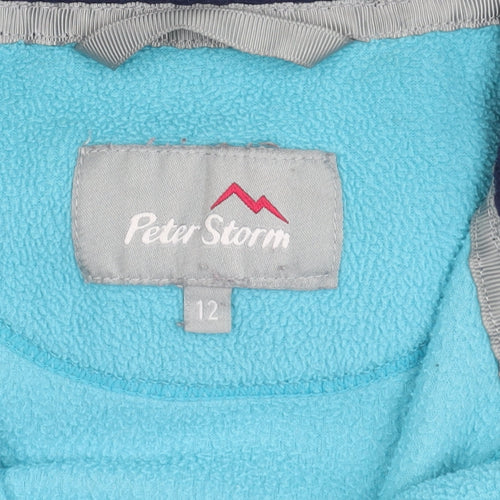 Peter Storm Girls Blue Fleece Pullover Hooded Sweatshirt, Size 12