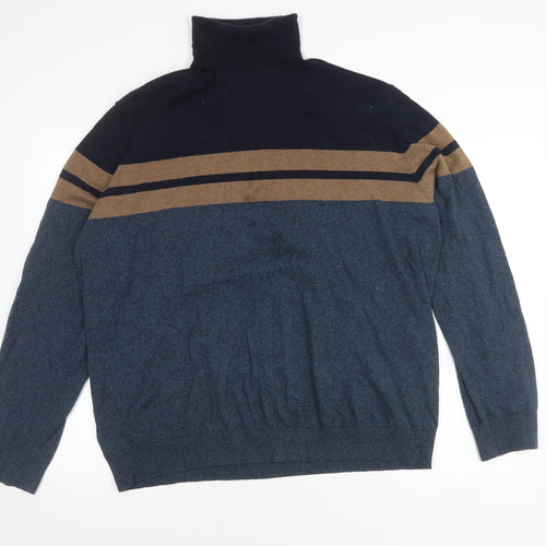 Marks and Spencer Men's 2XL Blue Striped Jumper