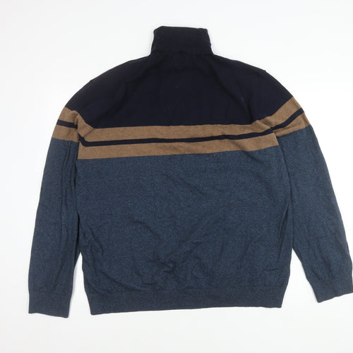 Marks and Spencer Men's 2XL Blue Striped Jumper