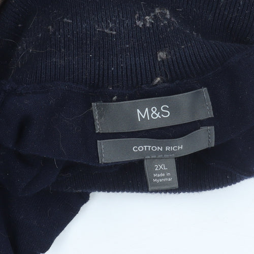 Marks and Spencer Men's 2XL Blue Striped Jumper