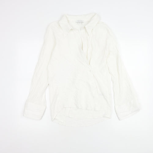 Topshop Women's White Long Sleeve Shirt Size 8