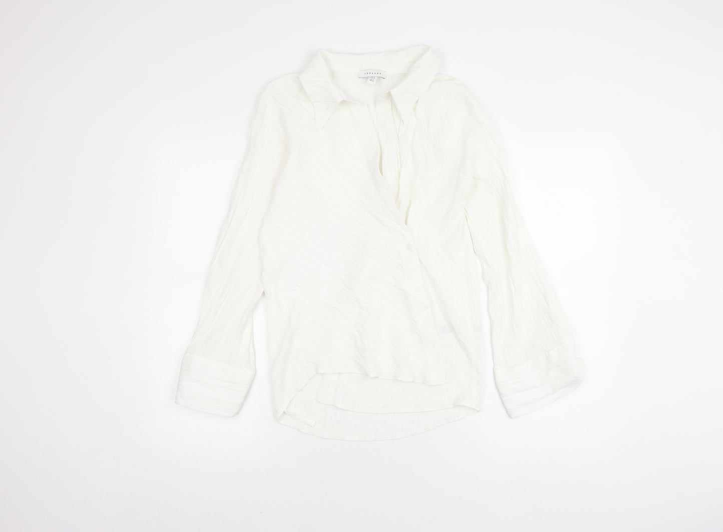 Topshop Women's White Long Sleeve Shirt Size 8