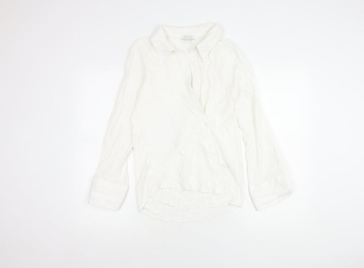 Topshop Women's White Long Sleeve Shirt Size 8