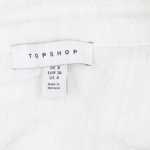 Topshop Women's White Long Sleeve Shirt Size 8