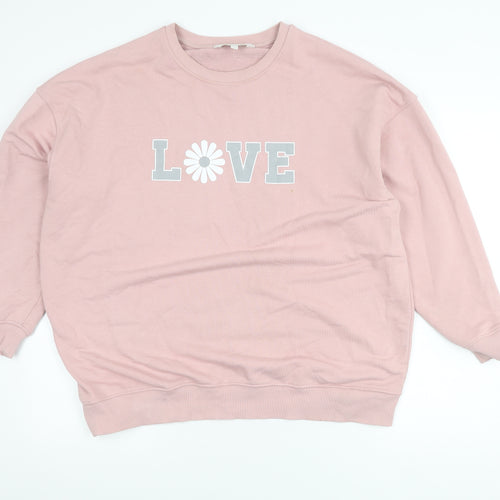 Apricot Pink Pullover Sweatshirt, Women’s L, Graphic Print