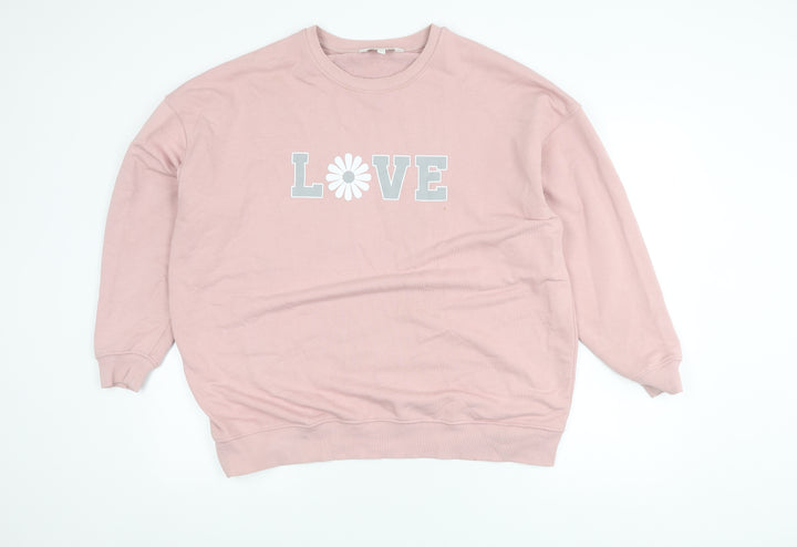 Apricot Pink Pullover Sweatshirt, Women’s L, Graphic Print
