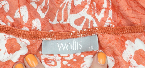 Wallis Women's Orange Floral Skirt Size 16