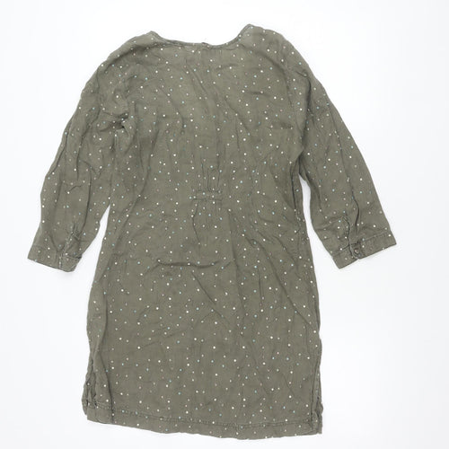 White Stuff Women's Green Polka Dot Linen Dress Size 8