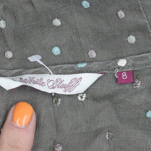 White Stuff Women's Green Polka Dot Linen Dress Size 8