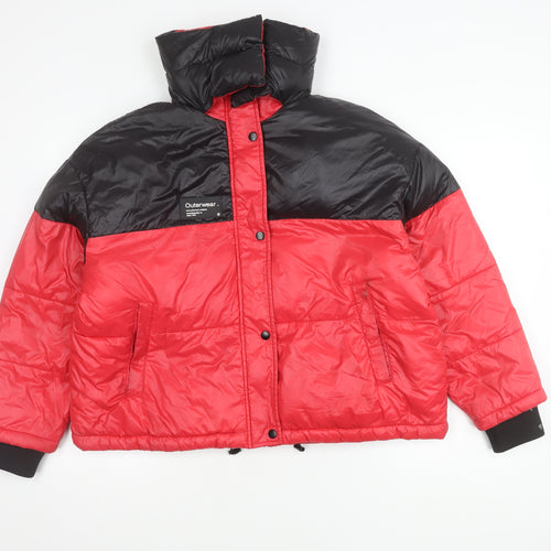 Zara Men's Red Puffer Jacket Size M Casual Winter