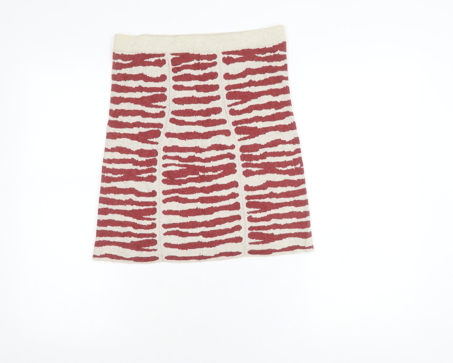 Whistles Women's Red Ivory Cotton Knee Length Skirt 14