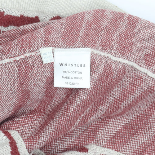 Whistles Women's Red Ivory Cotton Knee Length Skirt 14