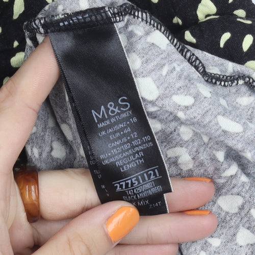 Marks and Spencer Women's Black A-Line Dress, Size 16