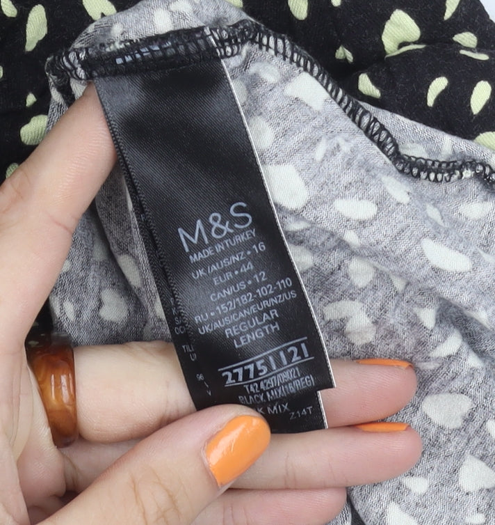 Marks and Spencer Women's Black A-Line Dress, Size 16