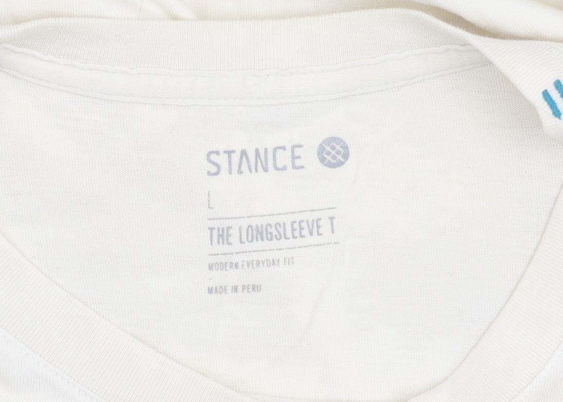 Stance Men's Long Sleeve White T-Shirt Size L