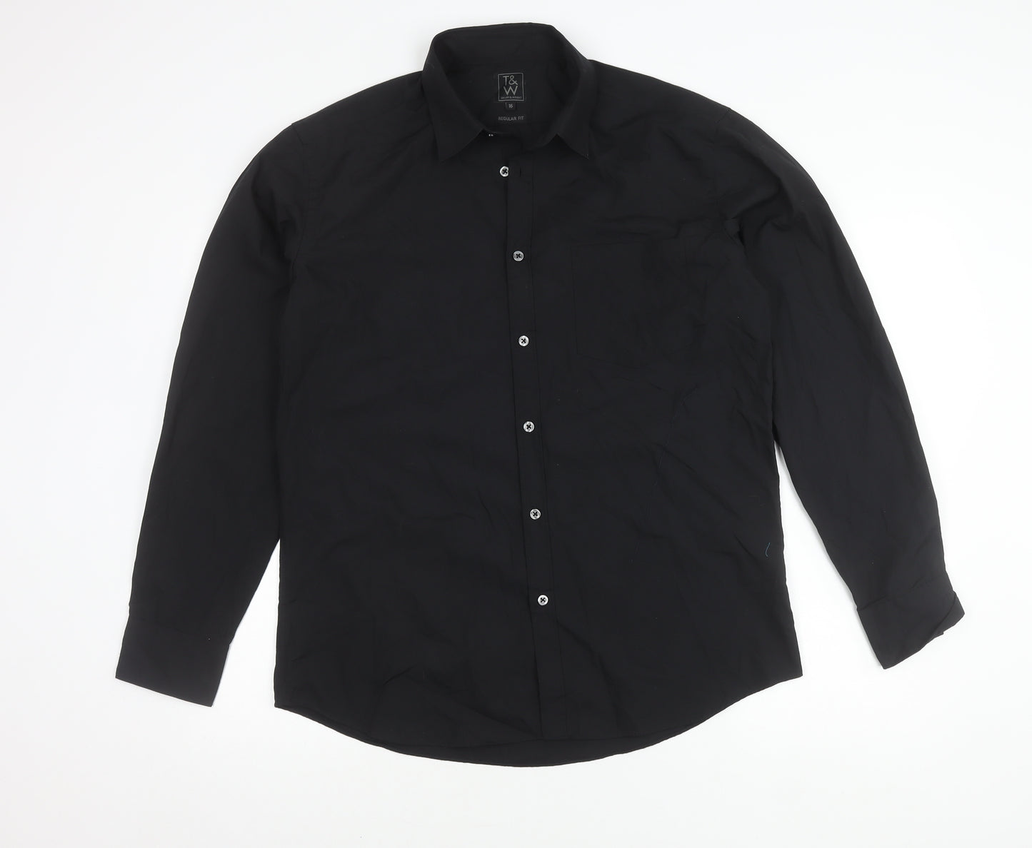 Taylor & Wright Men's Black Regular Fit Shirt, Size 16