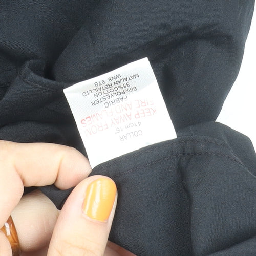 Taylor & Wright Men's Black Regular Fit Shirt, Size 16