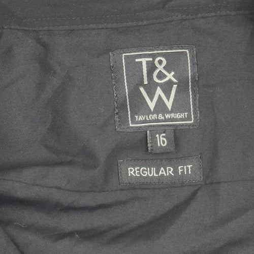 Taylor & Wright Men's Black Regular Fit Shirt, Size 16