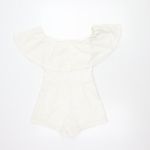 Rare London White Off Shoulder Playsuit Size 8