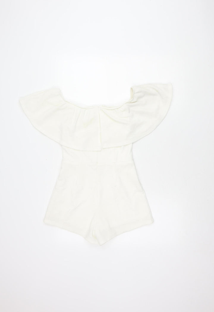 Rare London White Off Shoulder Playsuit Size 8