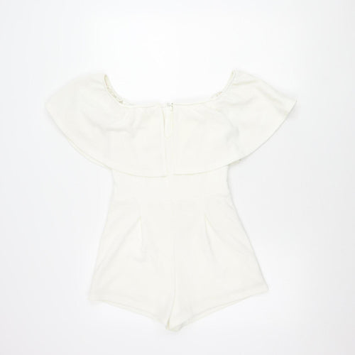 Rare London White Off Shoulder Playsuit Size 8
