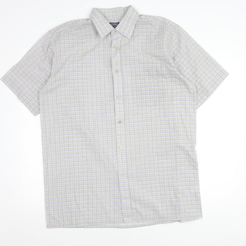 Charles Norton Men's Beige Check Button-Up Shirt XL