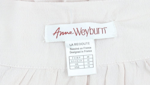 Anne Weyburn Women's Beige Blouse Size 18 with Crochet Accent