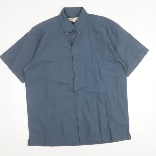 EWM Men's Blue Short Sleeve Button-Up Shirt L