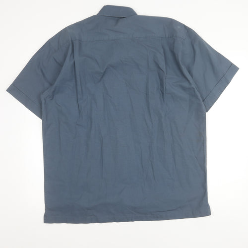 EWM Men's Blue Short Sleeve Button-Up Shirt L