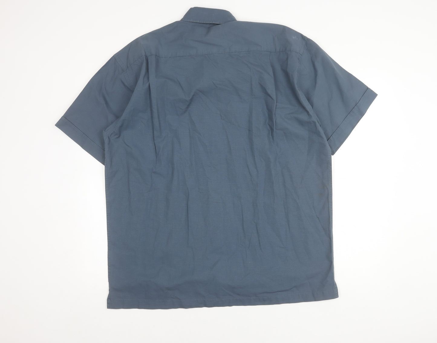 EWM Men's Blue Short Sleeve Button-Up Shirt L