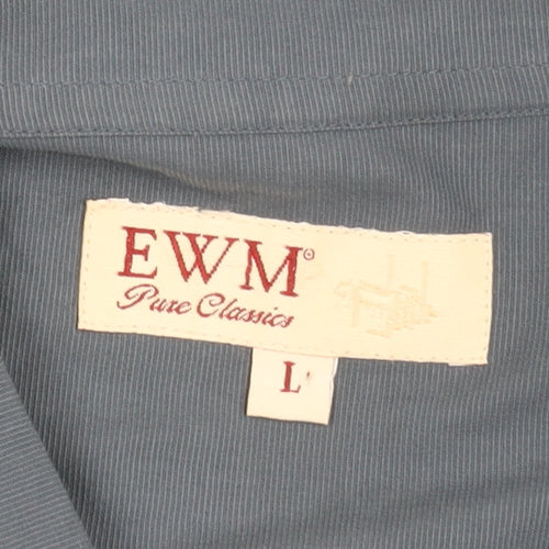 EWM Men's Blue Short Sleeve Button-Up Shirt L