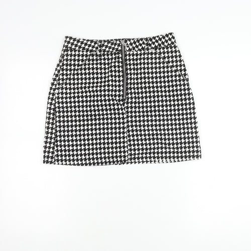 Topshop Women's Black & White Check Mini Skirt