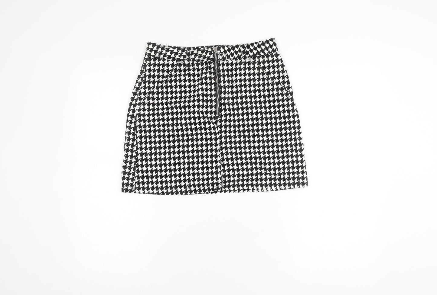 Topshop Women's Black & White Check Mini Skirt