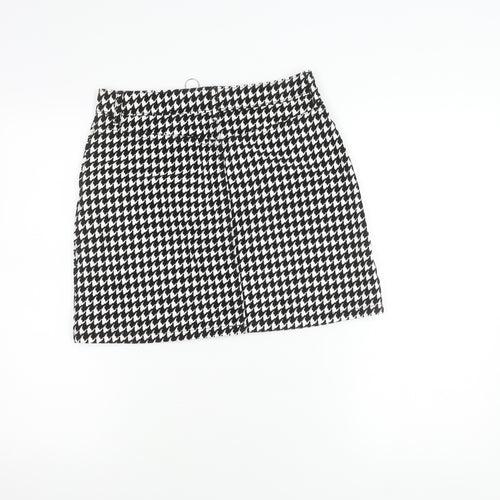 Topshop Women's Black & White Check Mini Skirt