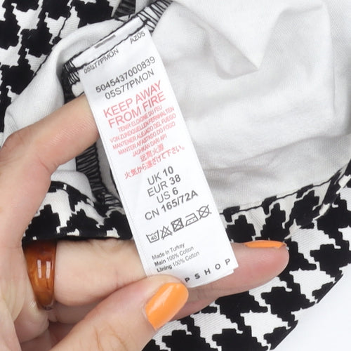 Topshop Women's Black & White Check Mini Skirt