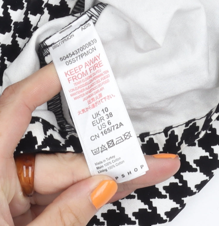 Topshop Women's Black & White Check Mini Skirt