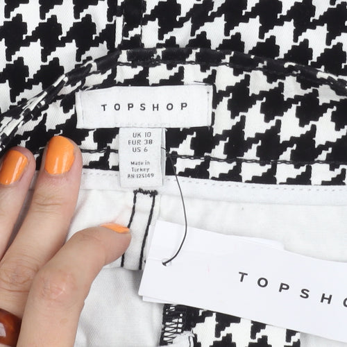 Topshop Women's Black & White Check Mini Skirt