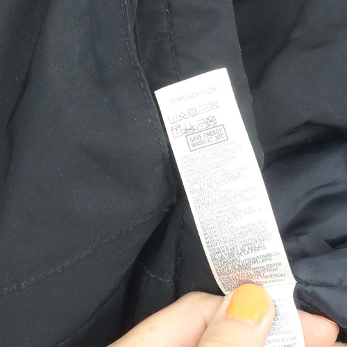 Topshop Women's Black Hooded Parka Jacket Size 10