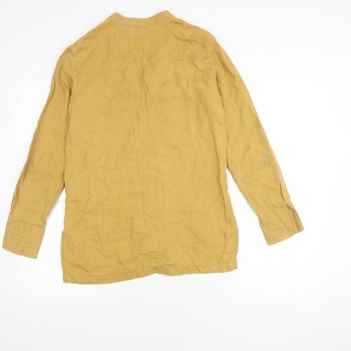 H&M Women's Yellow Button-Up Lyocell Shirt Size 8