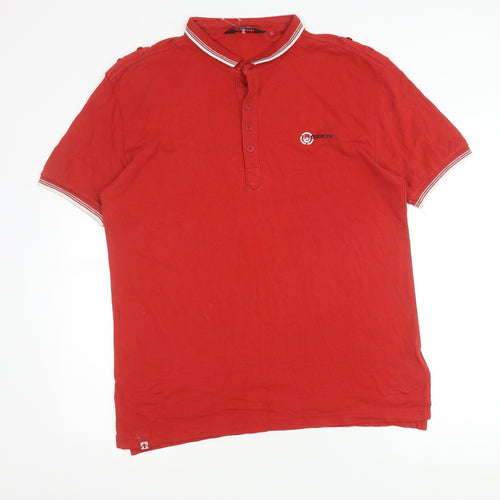 Duck and Cover Men's Red Polo Shirt L Cotton Logo