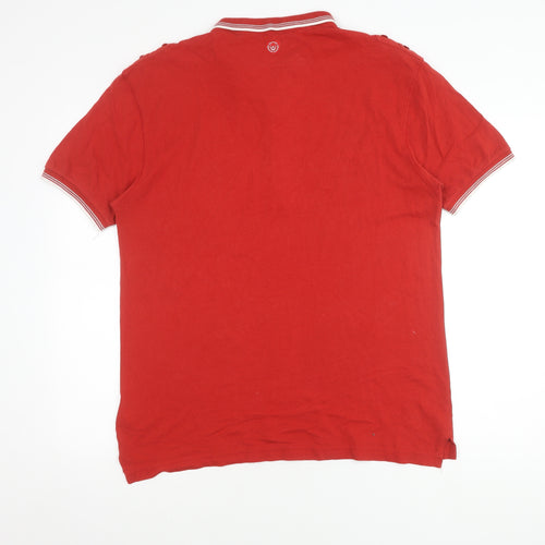 Duck and Cover Men's Red Polo Shirt L Cotton Logo
