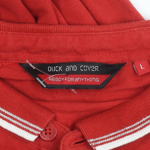 Duck and Cover Men's Red Polo Shirt L Cotton Logo