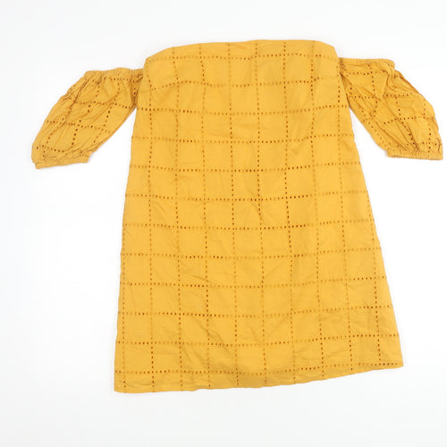 ASOS Women's Yellow Off Shoulder Dress Size 6