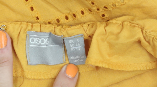 ASOS Women's Yellow Off Shoulder Dress Size 6