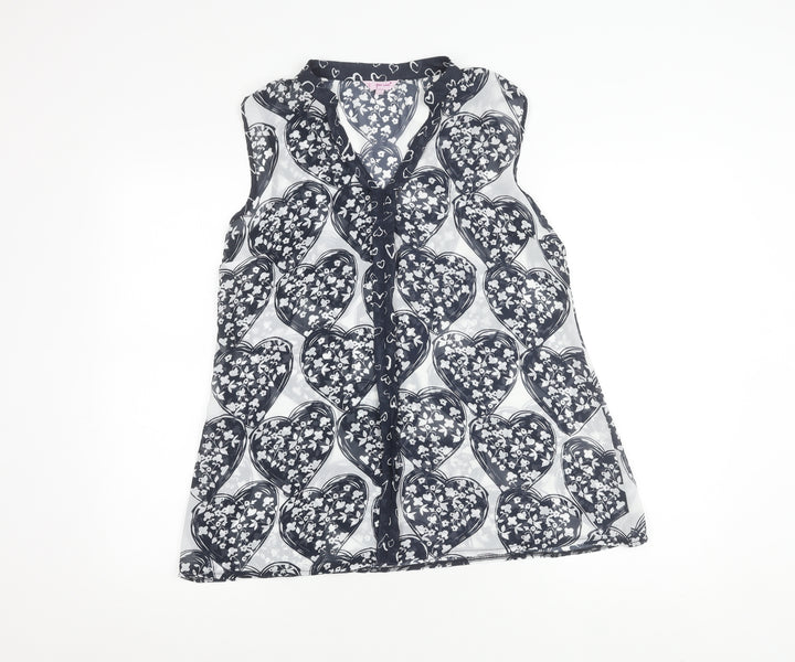 M&S Womens Black Heart Floral Sleeveless Blouse Size 12