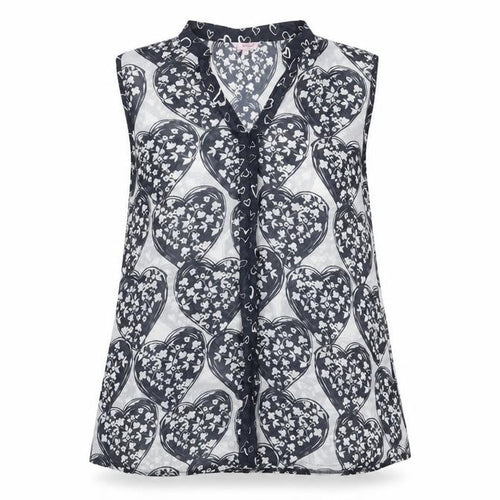 M&S Womens Black Heart Floral Sleeveless Blouse Size 12