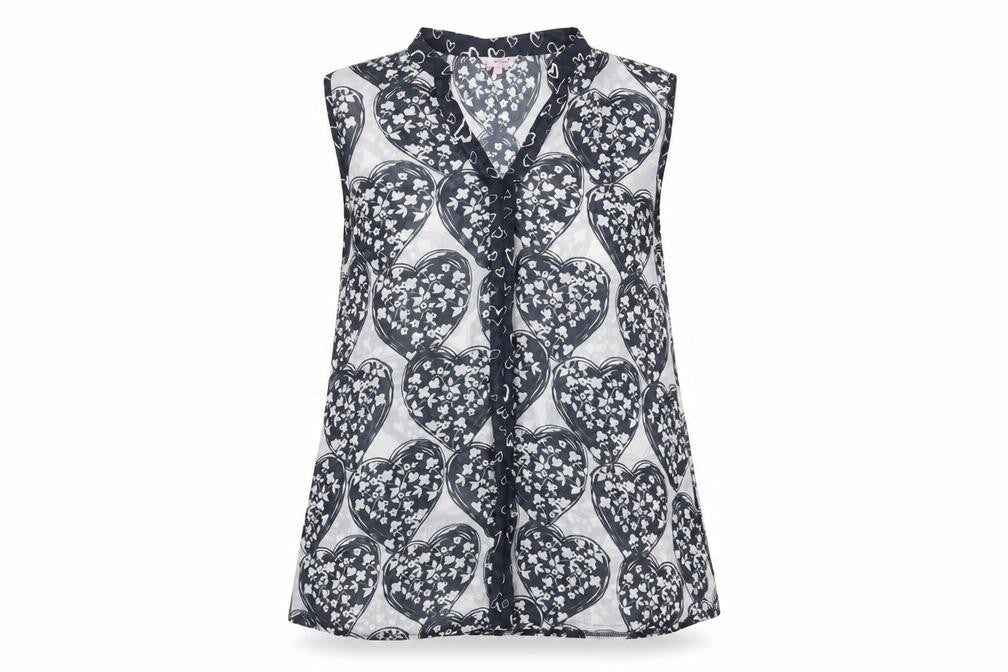 M&S Womens Black Heart Floral Sleeveless Blouse Size 12