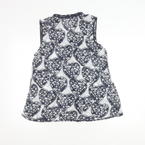M&S Womens Black Heart Floral Sleeveless Blouse Size 12